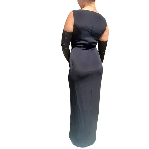 Vintage Black Montage by Mon Cheri Square-Neck Slim-Cut Gown Size 4 - Picture 5 of 16